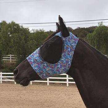 Light blue patterned fly mask - Professional's Choice Bones fly mask